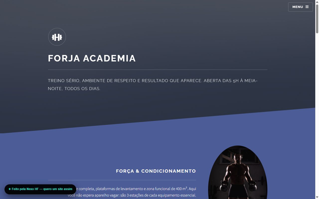 Modelo de site para academia